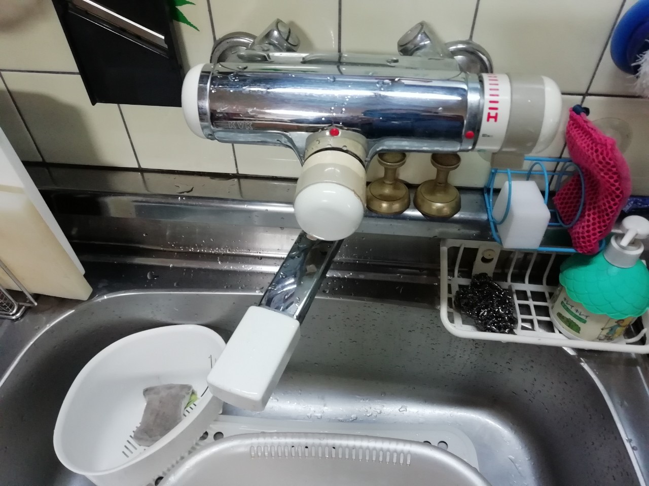 浴室・台所水栓の交換工事｜TKS05315J・TBV03401J｜京都市北区