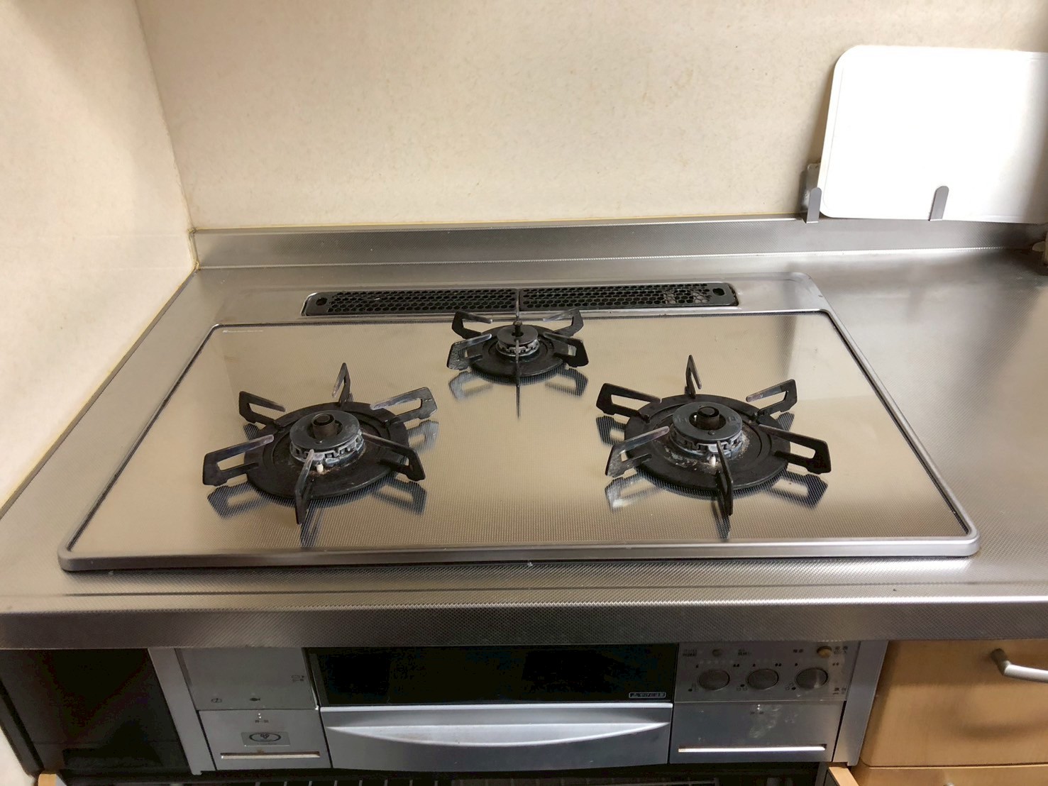 リンナイ ガスコンロ交換工事 Lisse(リッセ)ガラストップ(レンジフード連動タイプ)タイプ クRHS71W42J3RSTW 【京都市左京区】