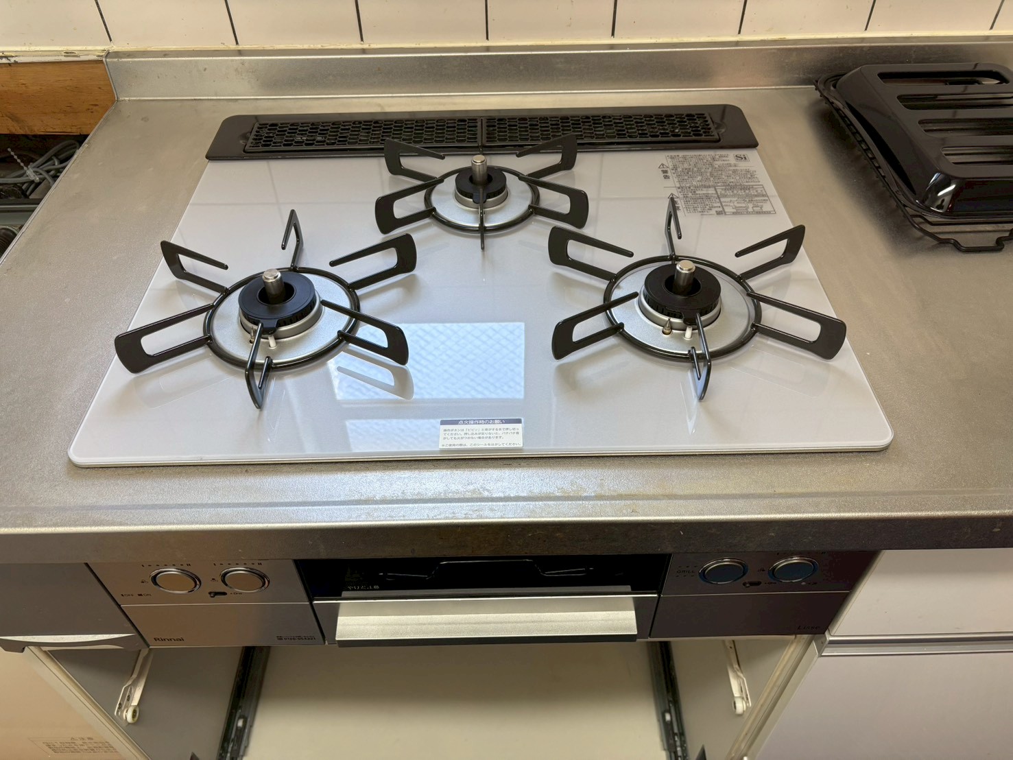 ガスコンロ交換工事 リンナイ リッセ ６０cm ガラストップ サテンシルバー  RHS31W42J4RSTW 13A 【京都市上京区】